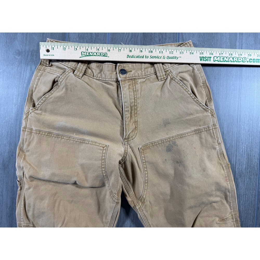 Carhartt Double Knee Work Pants 31x32 Tan Relaxed Fit Rugged Canvas Distressed - Picture 3 of 8